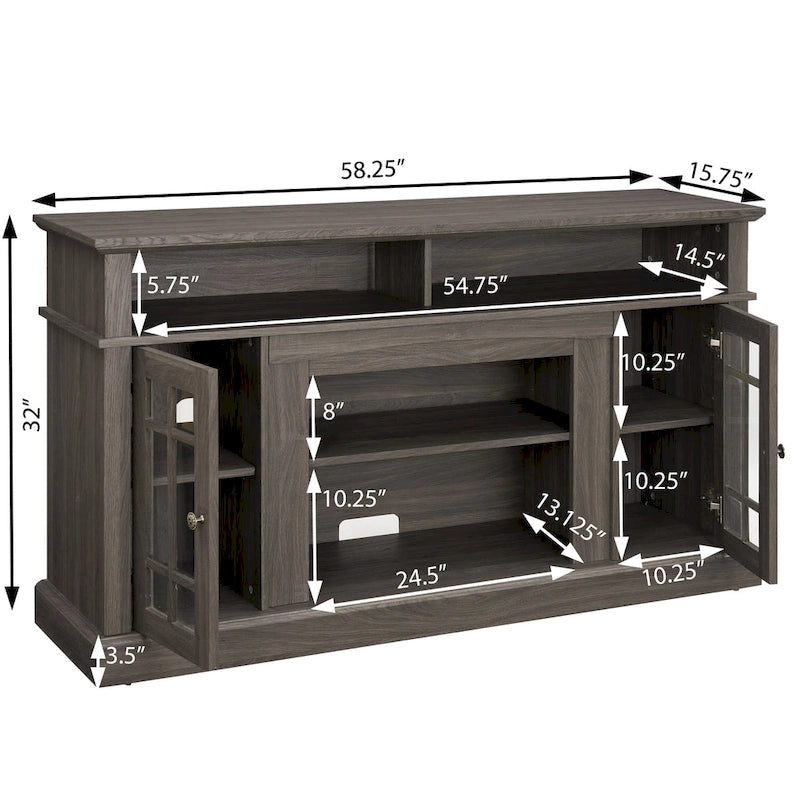 Classic 58.25 TV Stand with Open & Closed Storage for 65 TVs