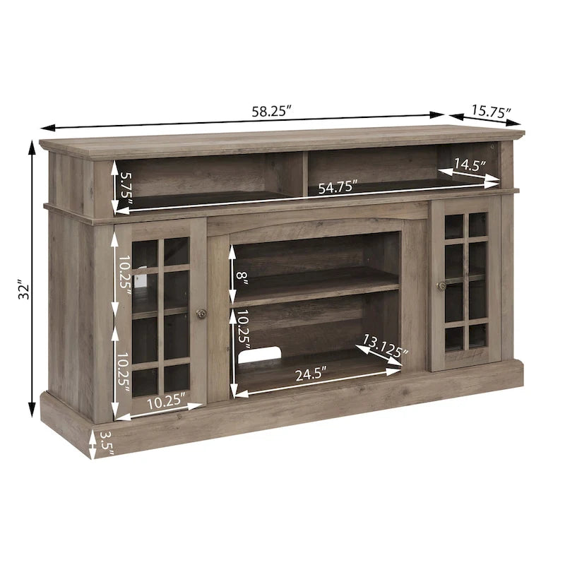 Classic 58.25 TV Stand with Open & Closed Storage for 65 TVs