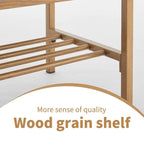 End of Bed Bench with Shelf, Linen Upholstered Storage Shoe Bench, Modern Bedroom Bench with Metal Legs