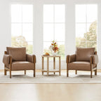 Carol Mid Century Modern Upholstered Accent Arm Chair with Wood Legs