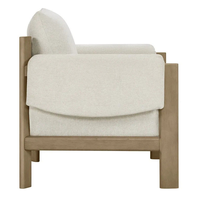 Carol Mid Century Modern Upholstered Accent Arm Chair with Wood Legs