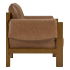 Carol Mid Century Modern Upholstered Accent Arm Chair with Wood Legs