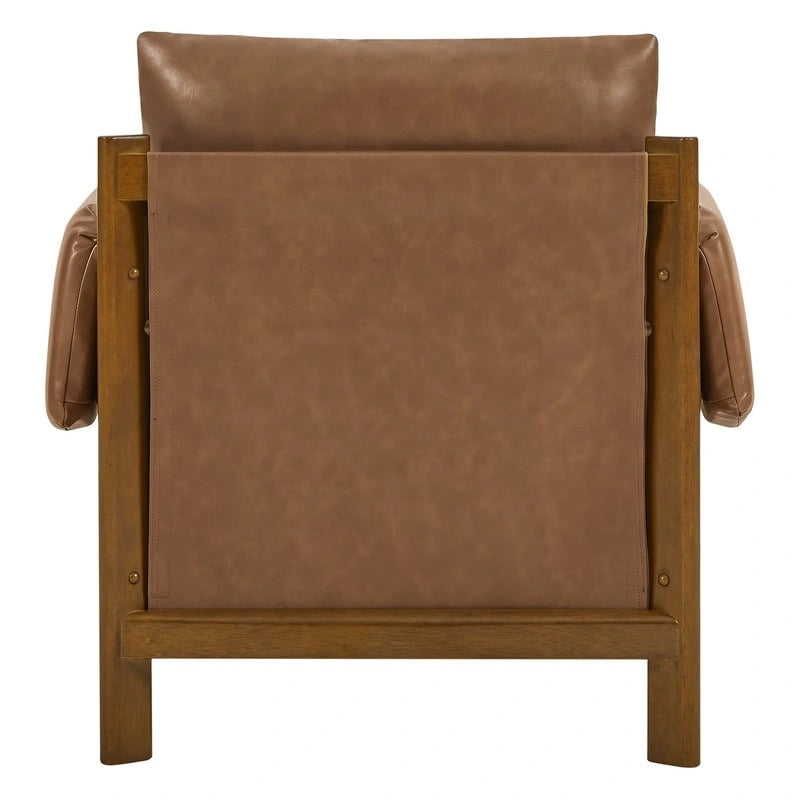 Carol Mid Century Modern Upholstered Accent Arm Chair with Wood Legs