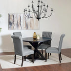 Small Apartment Dining Table and Chairs Set Round Dining Table and Chairs Set with Cross Buck Pedestal Table for Kitchen