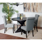 Small Apartment Dining Table and Chairs Set Round Dining Table and Chairs Set with Cross Buck Pedestal Table for Kitchen