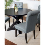Small Apartment Dining Table and Chairs Set Round Dining Table and Chairs Set with Cross Buck Pedestal Table for Kitchen