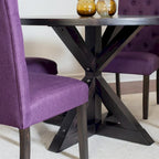 Small Apartment Dining Table and Chairs Set Round Dining Table and Chairs Set with Cross Buck Pedestal Table for Kitchen