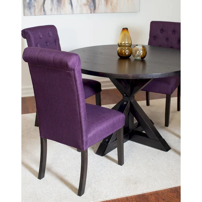 Small Apartment Dining Table and Chairs Set Round Dining Table and Chairs Set with Cross Buck Pedestal Table for Kitchen