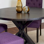 Small Apartment Dining Table and Chairs Set Round Dining Table and Chairs Set with Cross Buck Pedestal Table for Kitchen
