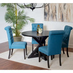 Small Apartment Dining Table and Chairs Set Round Dining Table and Chairs Set with Cross Buck Pedestal Table for Kitchen
