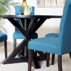 Small Apartment Dining Table and Chairs Set Round Dining Table and Chairs Set with Cross Buck Pedestal Table for Kitchen