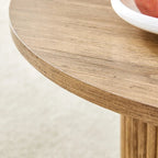 Modern Round Coffee Table with Cylindrical Legs Wooden Center Table with Concealed Storage Space Living Room Tea Table