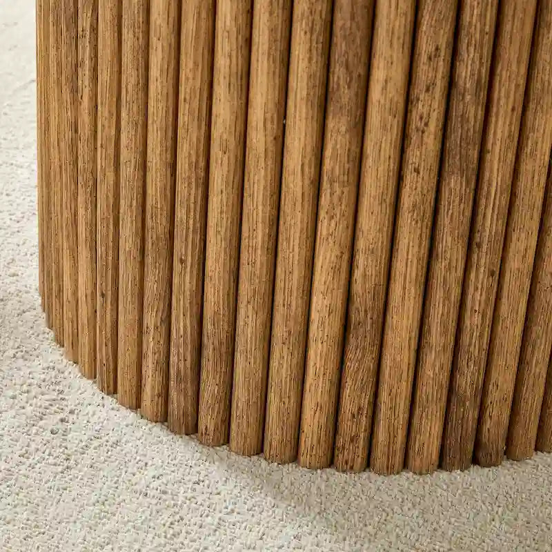 Modern Round Coffee Table with Cylindrical Legs Wooden Center Table with Concealed Storage Space Living Room Tea Table