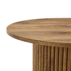 Modern Round Coffee Table with Cylindrical Legs Wooden Center Table with Concealed Storage Space Living Room Tea Table