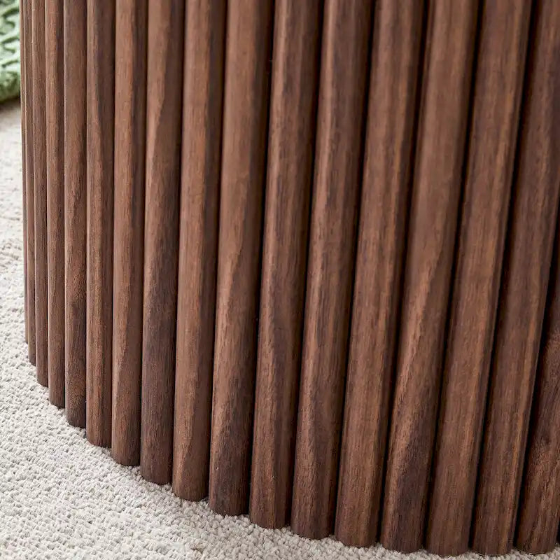 Modern Round Coffee Table with Cylindrical Legs Wooden Center Table with Concealed Storage Space Living Room Tea Table