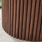 Modern Round Coffee Table with Cylindrical Legs Wooden Center Table with Concealed Storage Space Living Room Tea Table