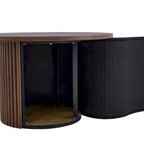 Modern Round Coffee Table with Cylindrical Legs Wooden Center Table with Concealed Storage Space Living Room Tea Table