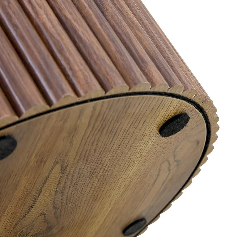 Modern Round Coffee Table with Cylindrical Legs Wooden Center Table with Concealed Storage Space Living Room Tea Table