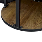 Modern Round Coffee Table with Cylindrical Legs Wooden Center Table with Concealed Storage Space Living Room Tea Table
