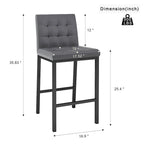 Modern High Bar Stools Set of 2, Kitchen Stool Island with PU Backrest, Gaming Chair with Metal Legs and Footstool