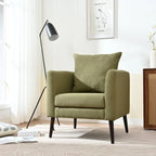 Living Room Lazy Accent Chair,Fleece Fabric Arm Chair Barrel Chair with Solid Wood Legs for Living Room,Bedroom or Office