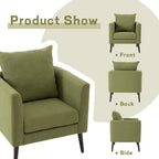 Living Room Lazy Accent Chair,Fleece Fabric Arm Chair Barrel Chair with Solid Wood Legs for Living Room,Bedroom or Office