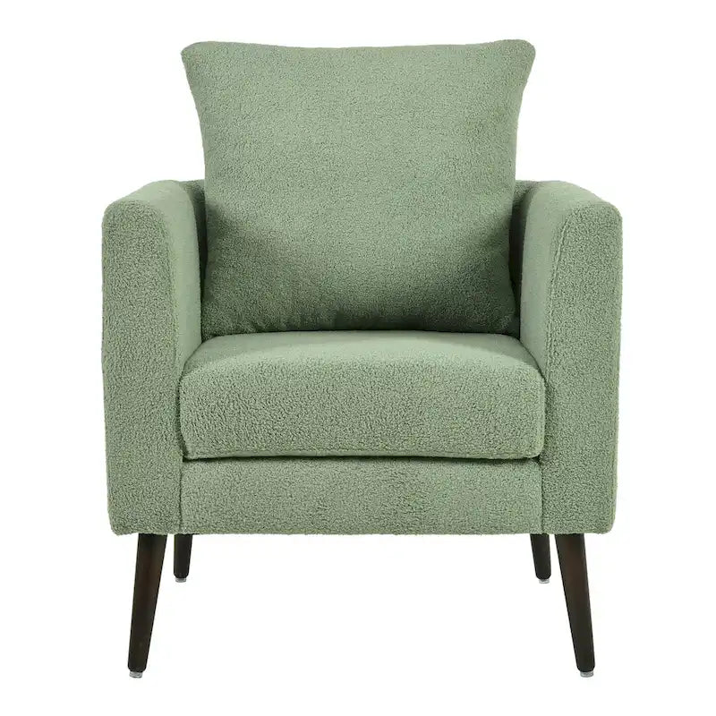 Living Room Lazy Accent Chair,Fleece Fabric Arm Chair Barrel Chair with Solid Wood Legs for Living Room,Bedroom or Office