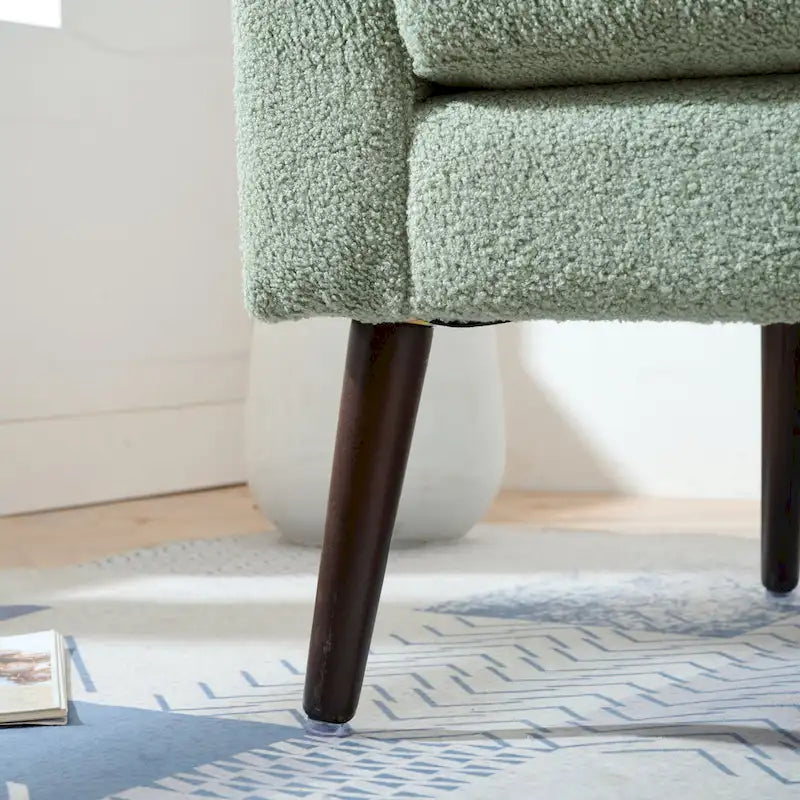 Living Room Lazy Accent Chair,Fleece Fabric Arm Chair Barrel Chair with Solid Wood Legs for Living Room,Bedroom or Office