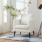 Living Room Lazy Accent Chair,Fleece Fabric Arm Chair Barrel Chair with Solid Wood Legs for Living Room,Bedroom or Office