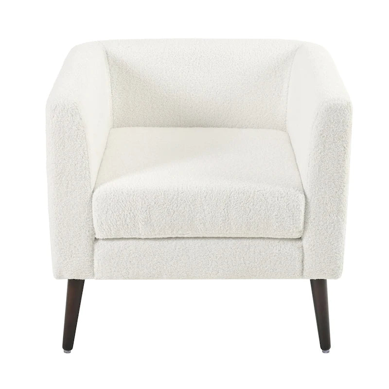 Living Room Lazy Accent Chair,Fleece Fabric Arm Chair Barrel Chair with Solid Wood Legs for Living Room,Bedroom or Office