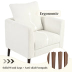 Living Room Lazy Accent Chair,Fleece Fabric Arm Chair Barrel Chair with Solid Wood Legs for Living Room,Bedroom or Office