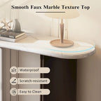 Oval Faux Marble Top Console Table Entryway Table, Narrow Sofa Table Hallway Accent Table with Triangular Base