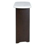Oval Faux Marble Top Console Table Entryway Table, Narrow Sofa Table Hallway Accent Table with Triangular Base