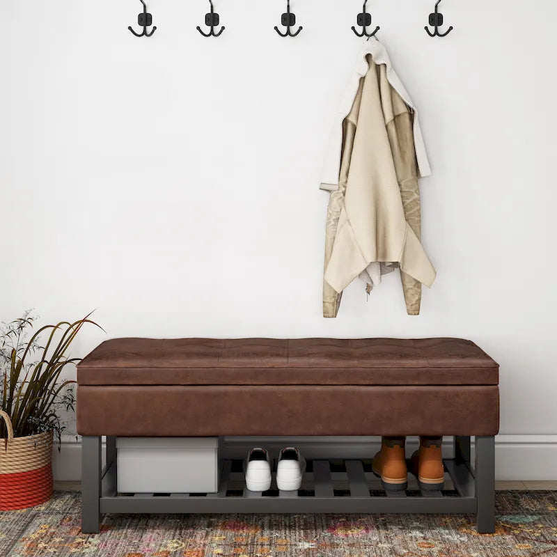 WYNDENHALL Essex 44 inch Wide Transitional Rectangle Ottoman Bench