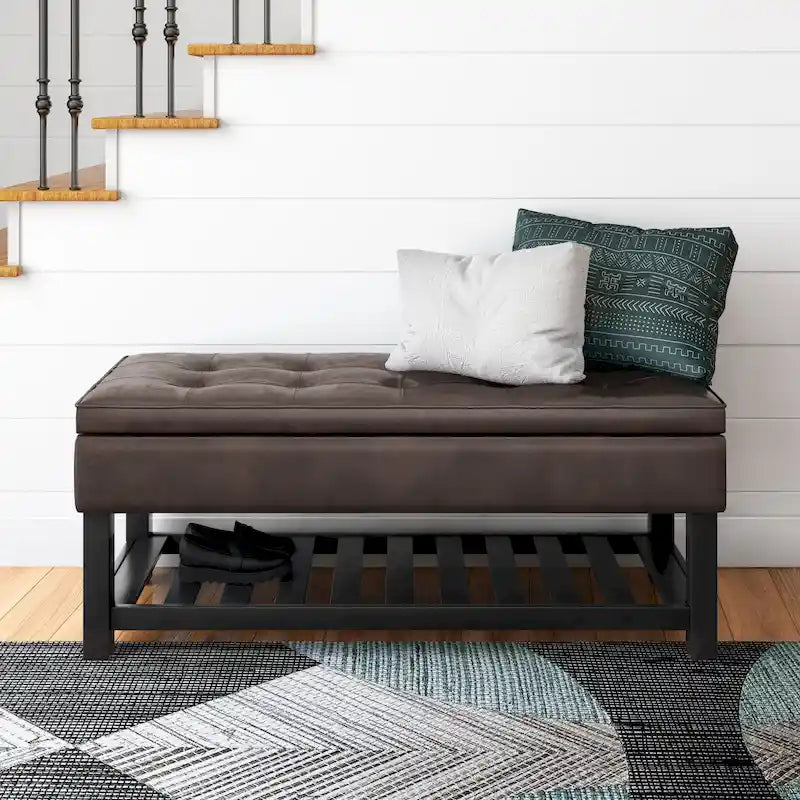 WYNDENHALL Essex 44 inch Wide Transitional Rectangle Ottoman Bench