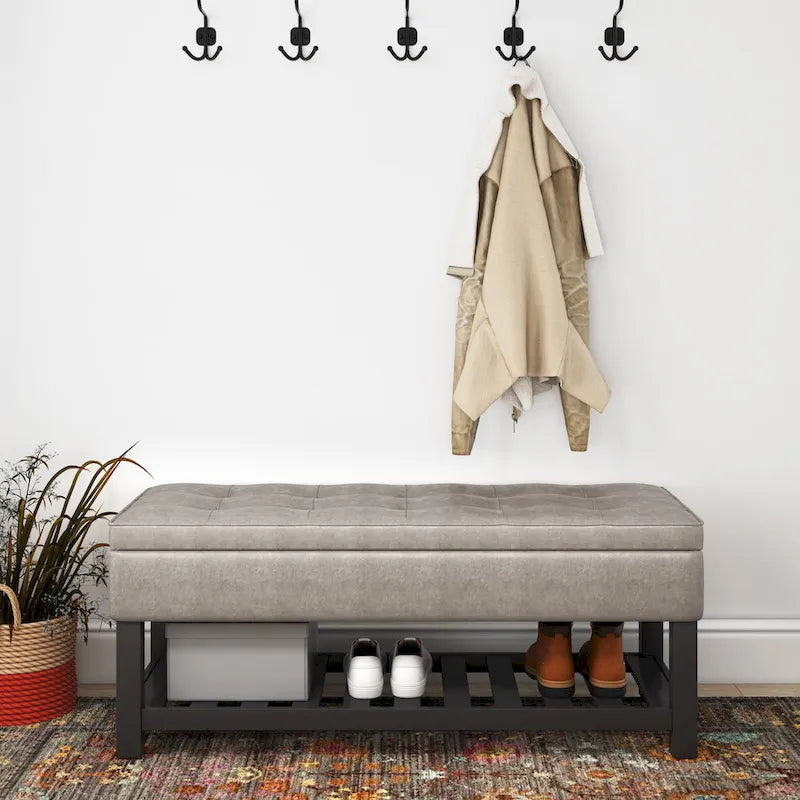 WYNDENHALL Essex 44 inch Wide Transitional Rectangle Ottoman Bench