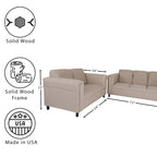 Mid Century Modern Loveseat and Sofa Set Polyester Nylon Solid Wood Frame Upholstered