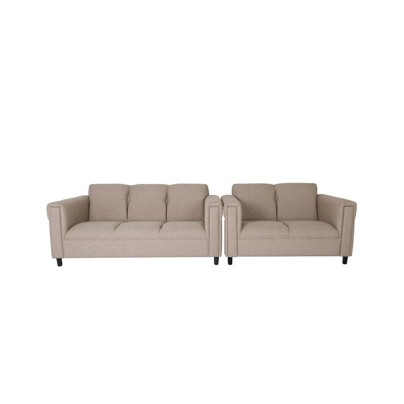Mid Century Modern Loveseat and Sofa Set Polyester Nylon Solid Wood Frame Upholstered