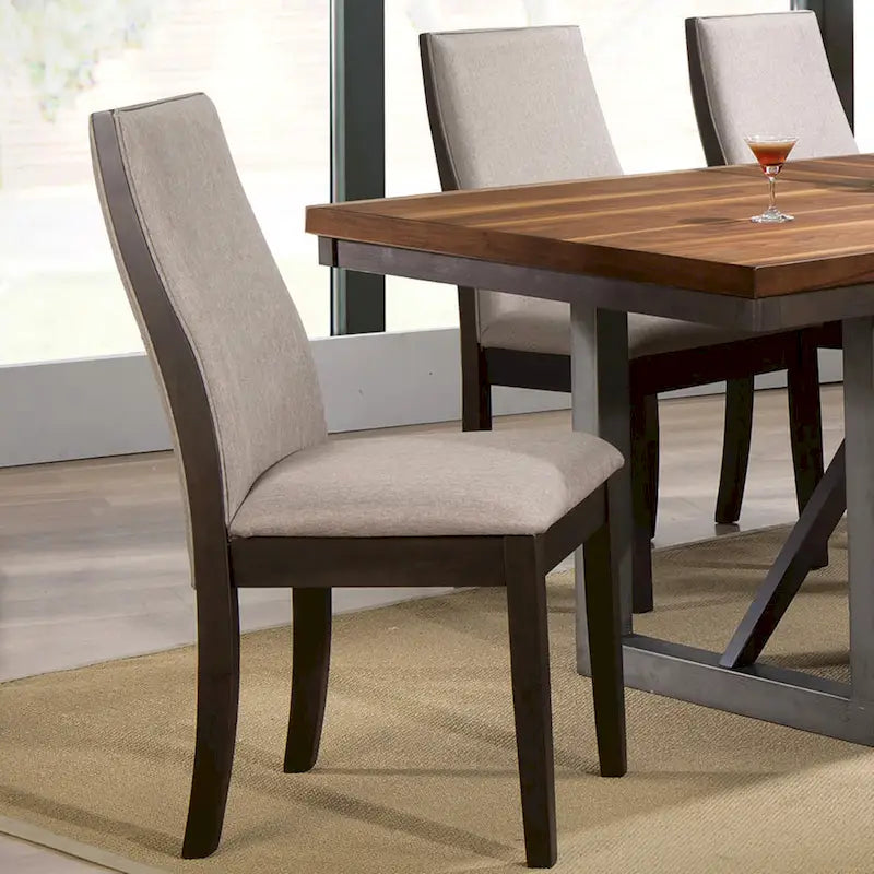 Mid-Century Modern Industrial Wooden Block Design Dining Set