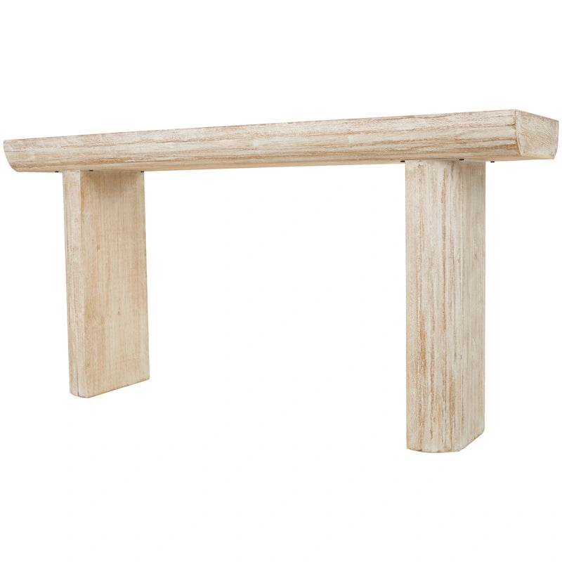 Wood Simplistic Console Table with Block Legs - Beige - 16Wx63Lx32H