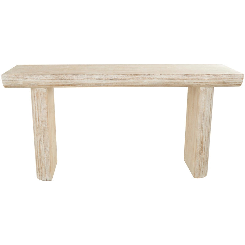 Wood Simplistic Console Table with Block Legs - Beige - 16Wx63Lx32H
