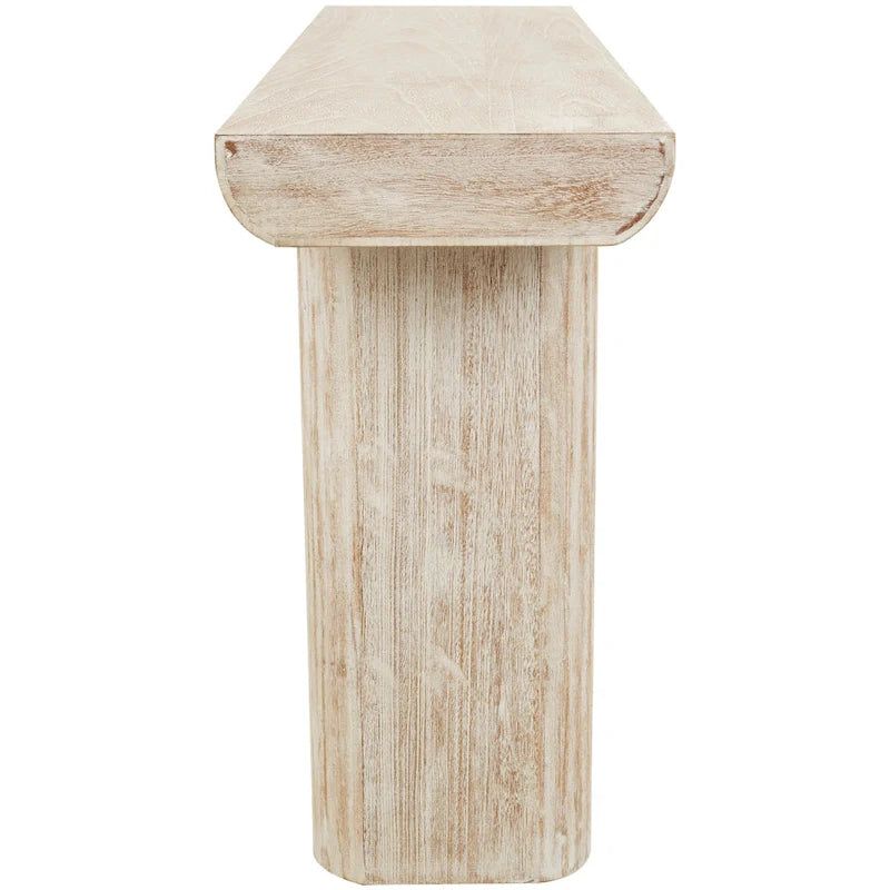 Wood Simplistic Console Table with Block Legs - Beige - 16Wx63Lx32H