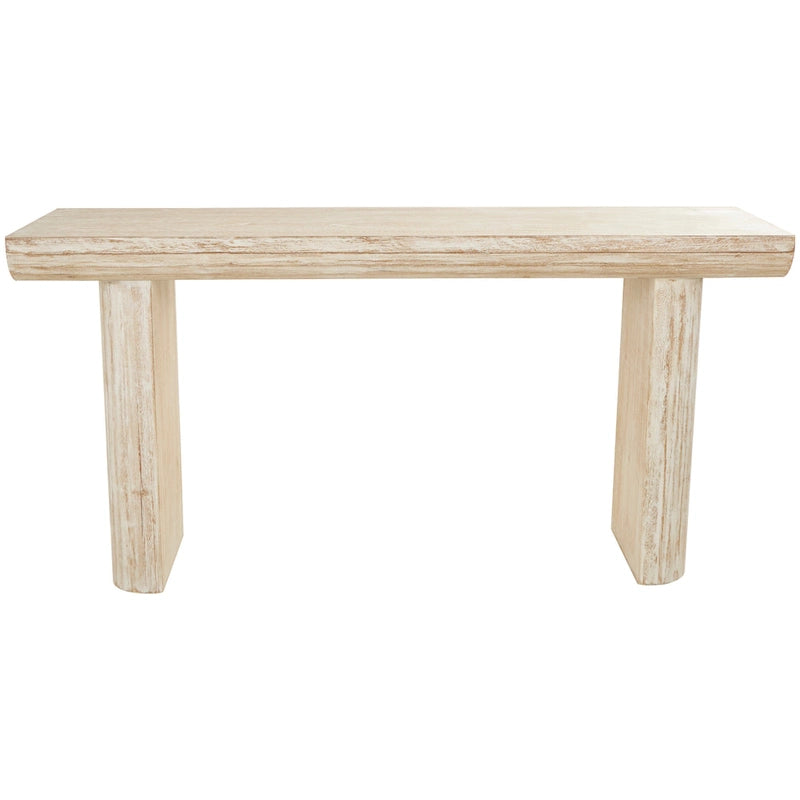 Wood Simplistic Console Table with Block Legs - Beige - 16Wx63Lx32H