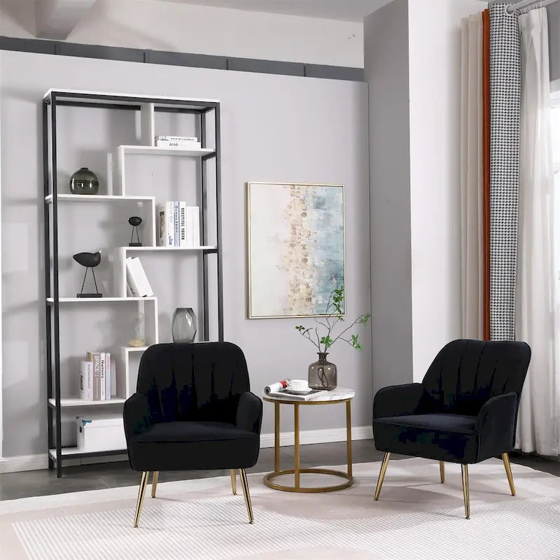 Modern Mid Century Chair Velvet Sherpa Armchair