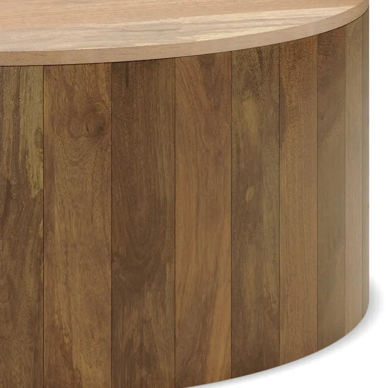 WYNDENHALL Hillmount SOLID MANGO WOOD 36 inch Wide Round Contemporary Drum Coffee Table & Fully Assembled - 36d x 36 w x 14h
