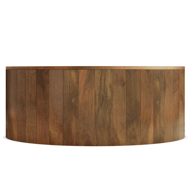 WYNDENHALL Hillmount SOLID MANGO WOOD 36 inch Wide Round Contemporary Drum Coffee Table & Fully Assembled - 36d x 36 w x 14h