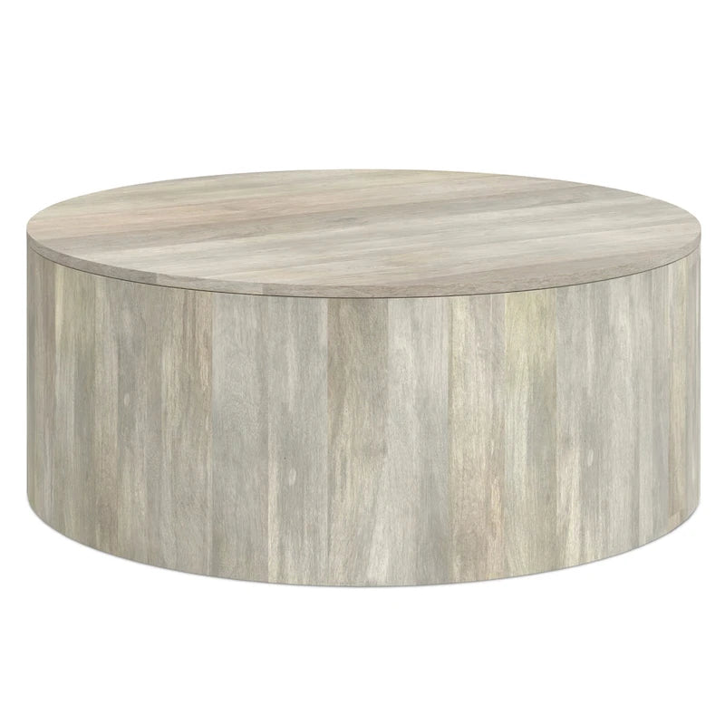 WYNDENHALL Hillmount SOLID MANGO WOOD 36 inch Wide Round Contemporary Drum Coffee Table & Fully Assembled - 36d x 36 w x 14h