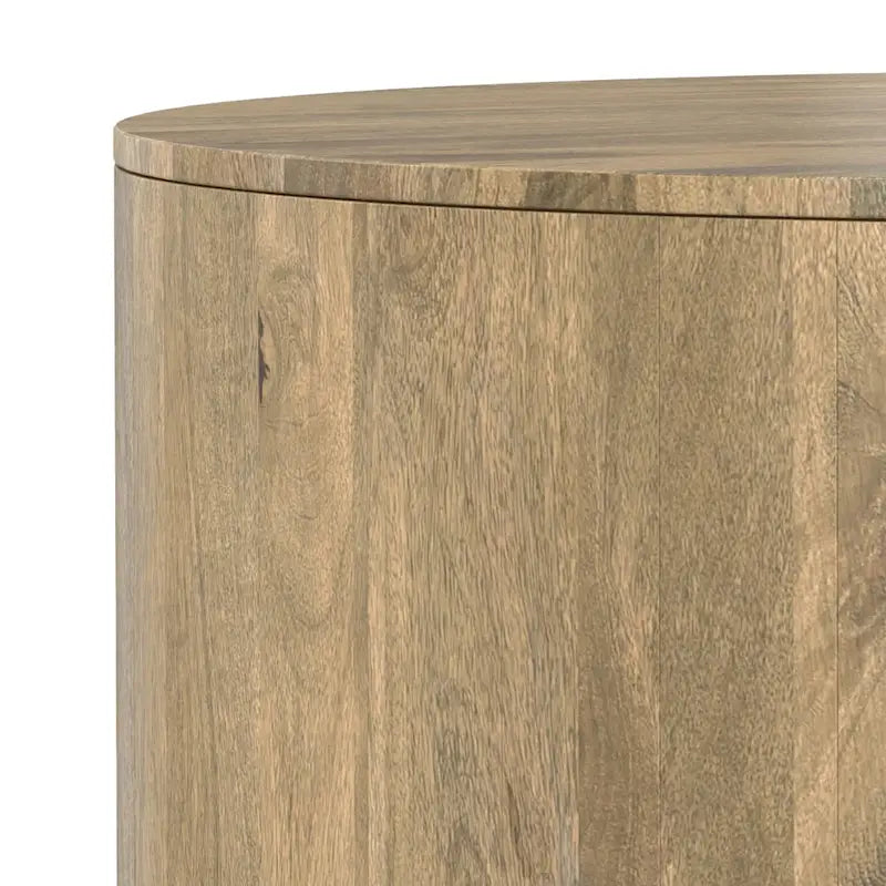 WYNDENHALL Hillmount SOLID MANGO WOOD 36 inch Wide Round Contemporary Drum Coffee Table & Fully Assembled - 36d x 36 w x 14h