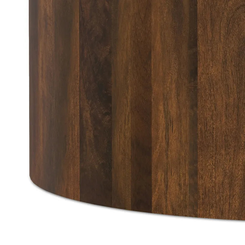 WYNDENHALL Hillmount SOLID MANGO WOOD 36 inch Wide Round Contemporary Drum Coffee Table & Fully Assembled - 36d x 36 w x 14h