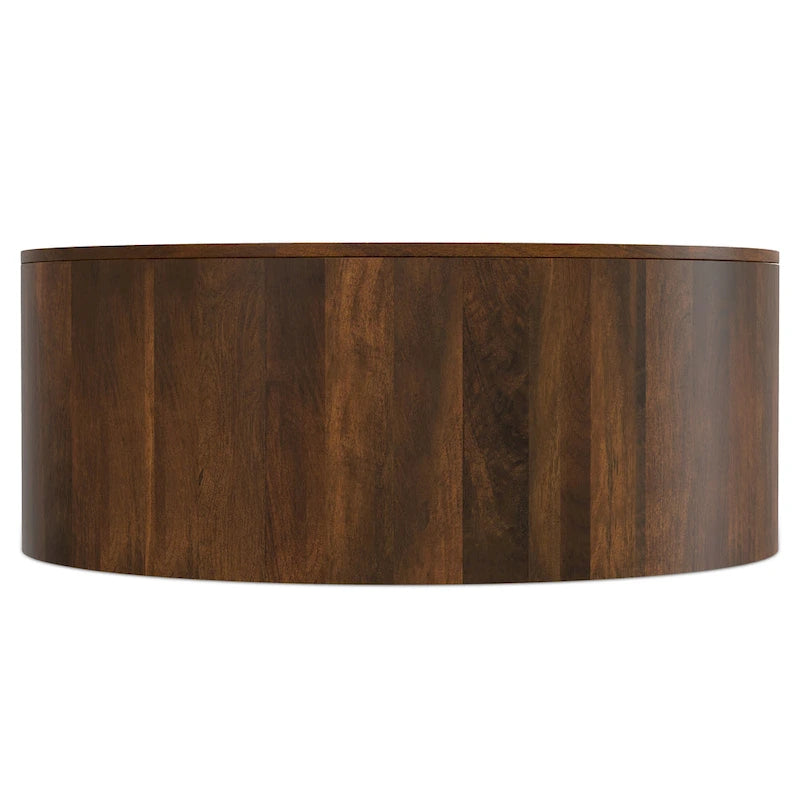 WYNDENHALL Hillmount SOLID MANGO WOOD 36 inch Wide Round Contemporary Drum Coffee Table & Fully Assembled - 36d x 36 w x 14h